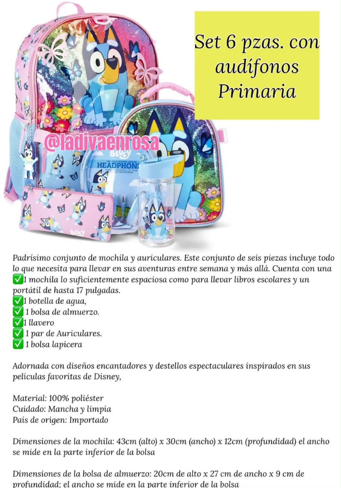 Set Mochila 6 pzas. Bluey