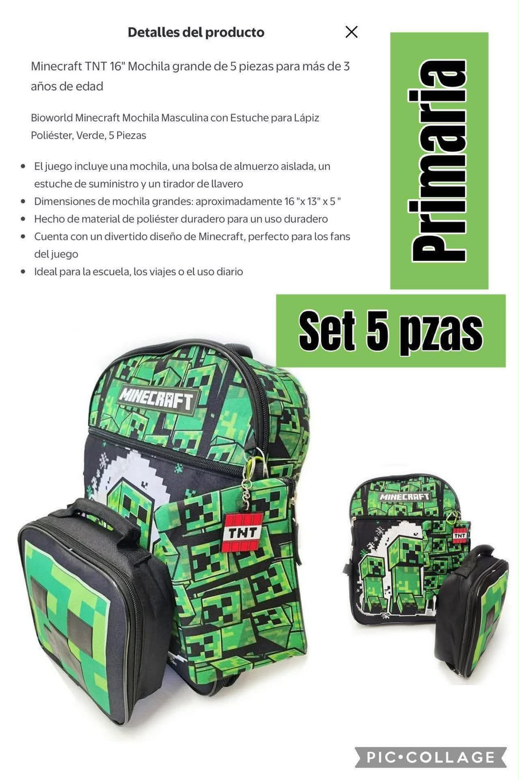 Set Mochila Minecraft