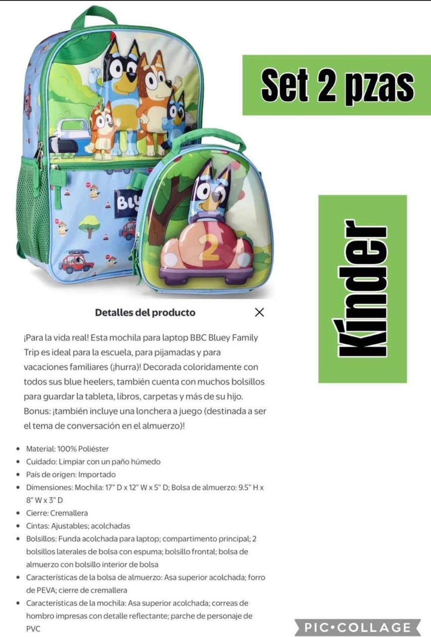 Set mochila Bluey para kinder